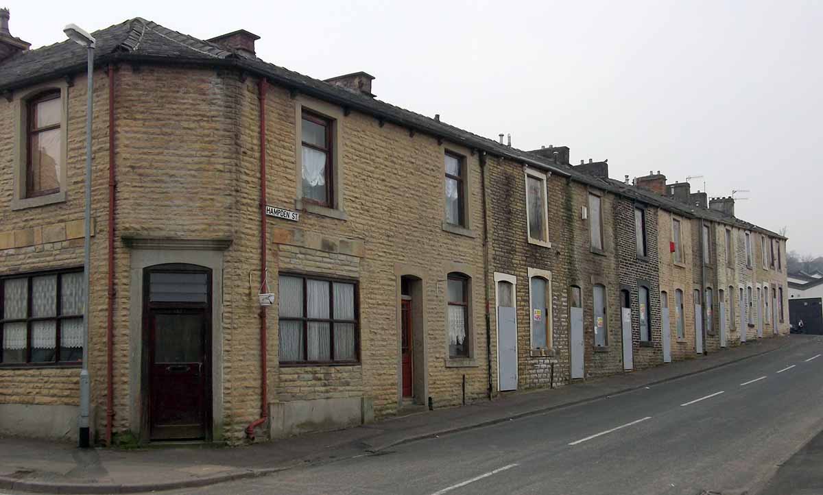 Photo of some bank repossessed houses in Burnley, Lancashire.